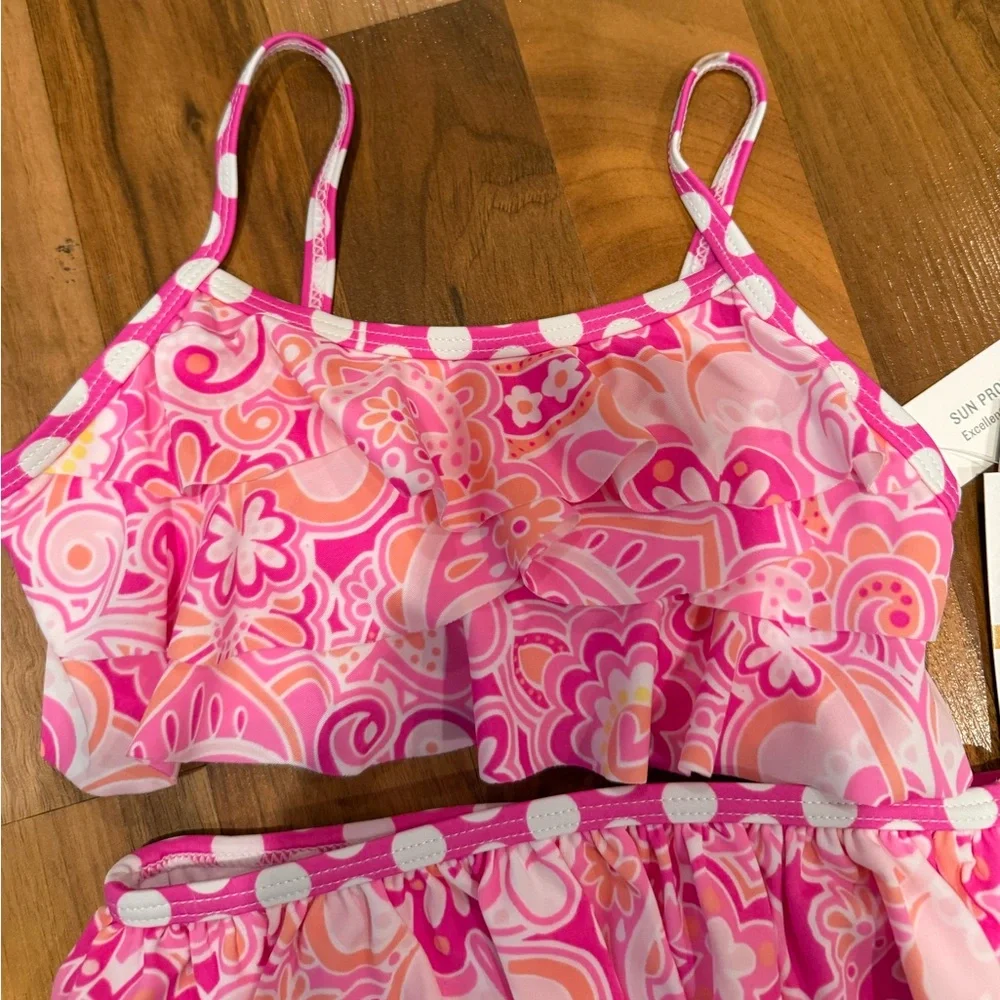 Tommy Bahama 2 piece swim suit‎ bikini bathing suit 3T NWT pink white polka